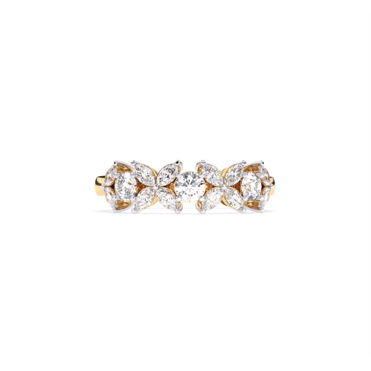 Marquise & Round Floral Lab Grown Diamond Ring
