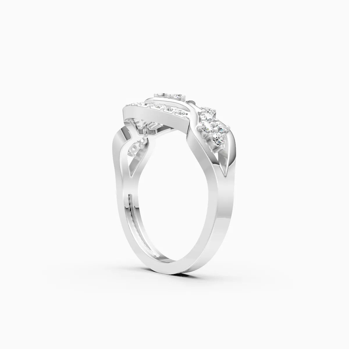 Exquisite Gold Lab Diamond Wave Design Ring
