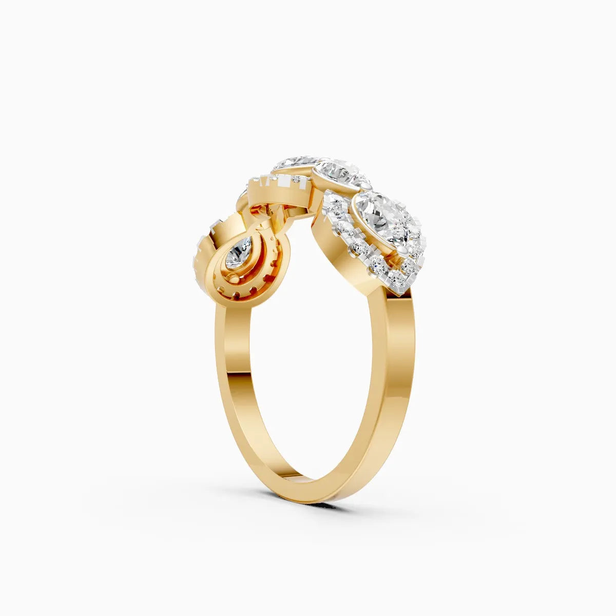 Luminous Pear & Round Halo Bloom Ring