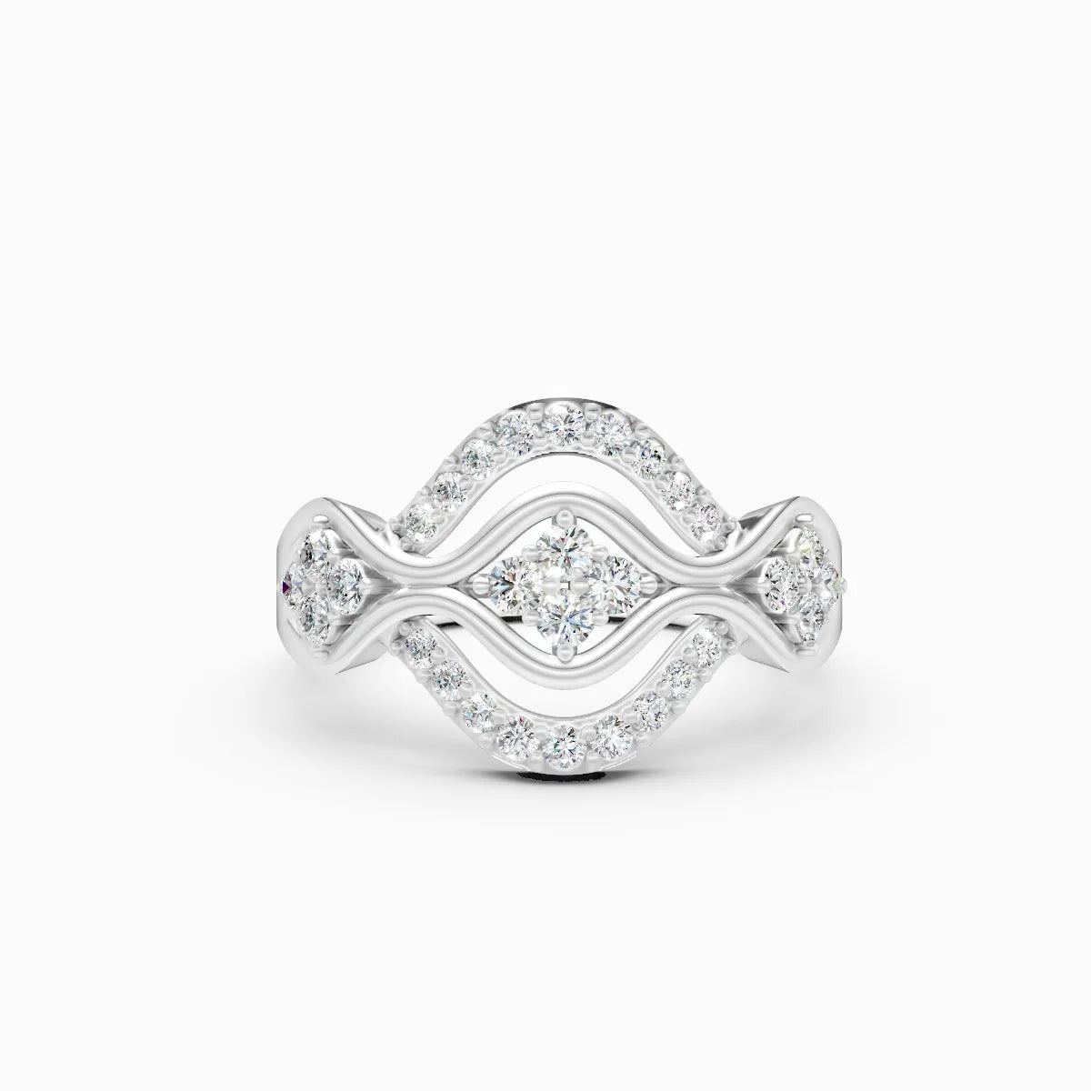 Exquisite Gold Lab Diamond Wave Design Ring