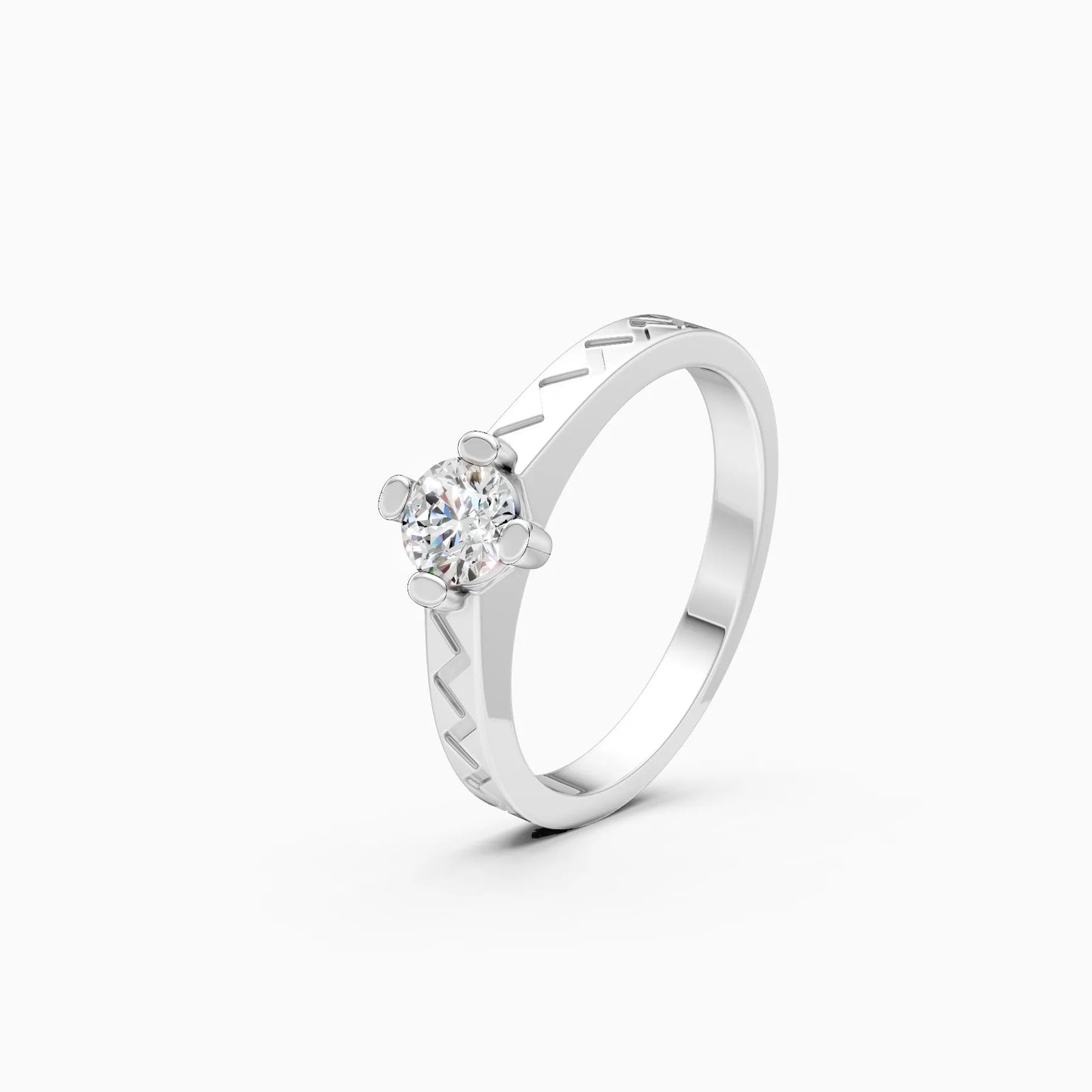 Geometric Band Solitaire Lab Grown Diamond Ring
