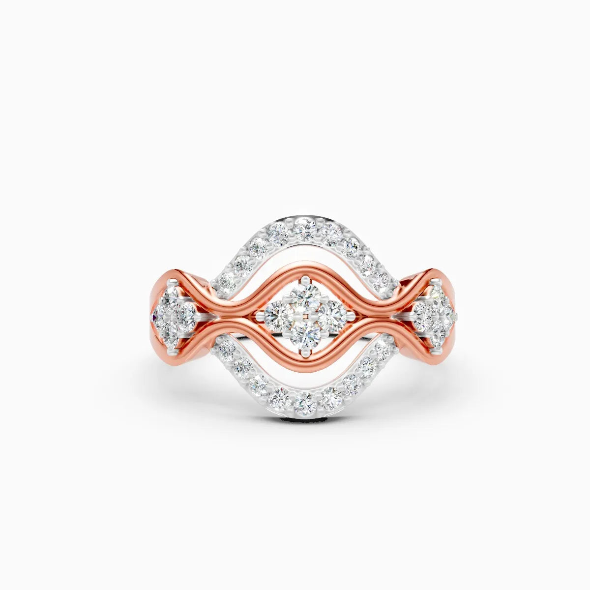 Exquisite Gold Lab Diamond Wave Design Ring