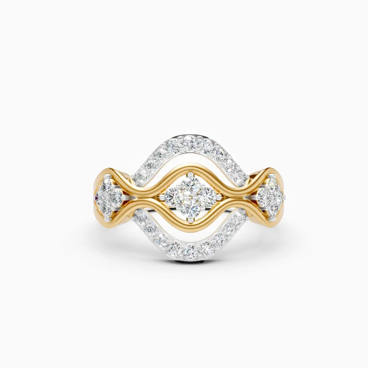 Exquisite Gold Lab Diamond Wave Design Ring
