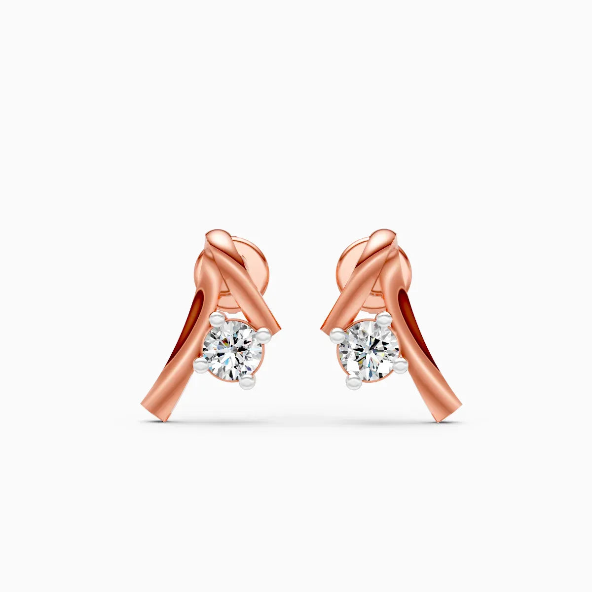 Twisted Ribbon Knot Solitaire Stud Earrings