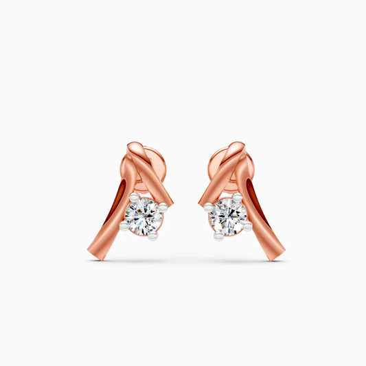 Twisted Ribbon Knot Solitaire Stud Earrings