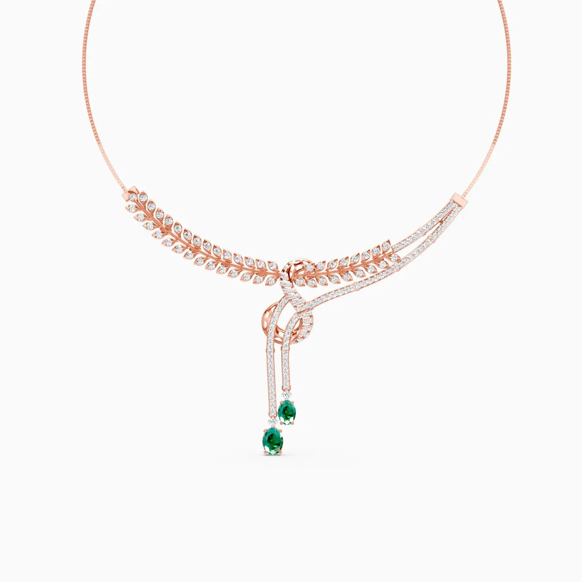 Dual Tone Floral lab Diamond Necklace Set