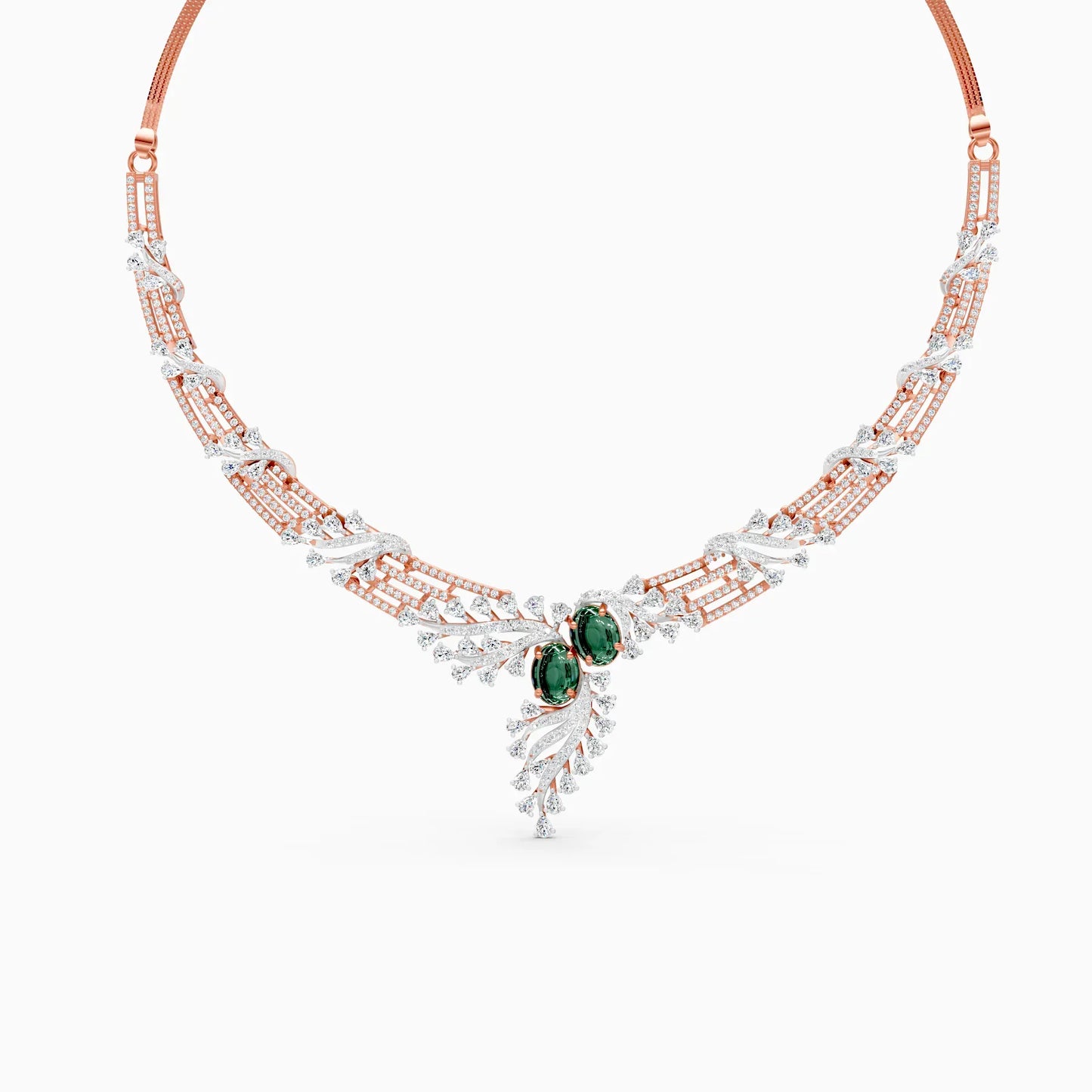 Leaf Shaped Gold Lab Diamond Necklace