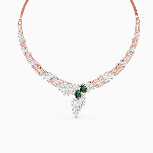 Leaf Shaped Gold Lab Diamond Necklace