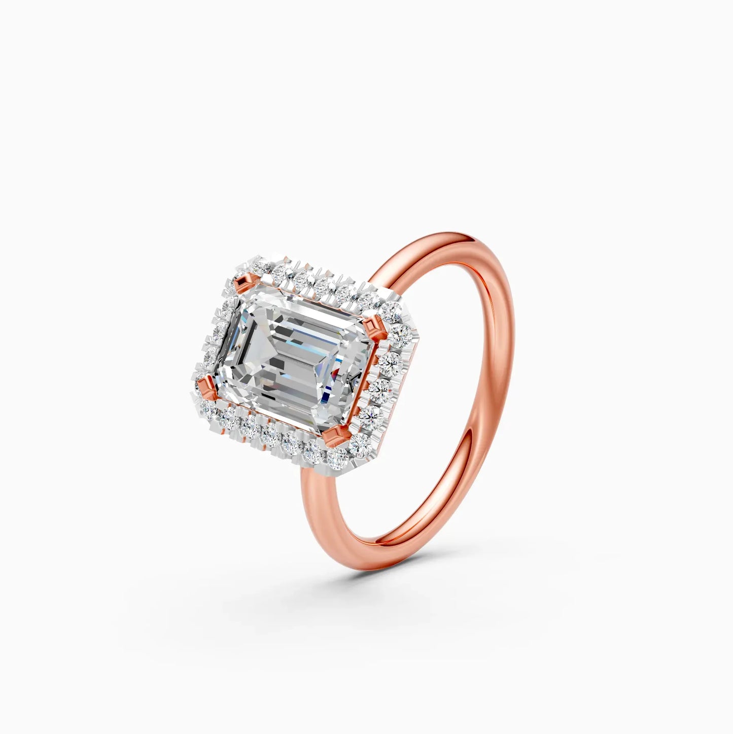 Emerald Halo Solitaire Diamond Ring