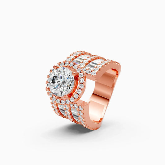 Luxury Triple Row Halo Diamond Ring