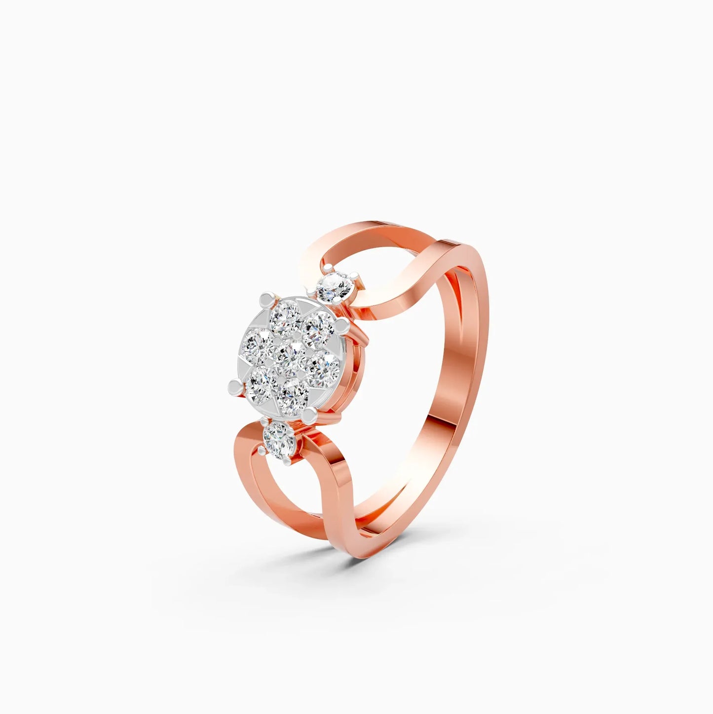 Lavish Floral Diamond Ring in Rose Gold