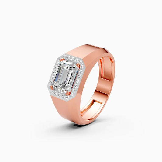 Emerald Cut Diamond Men's Ring With Side Accents