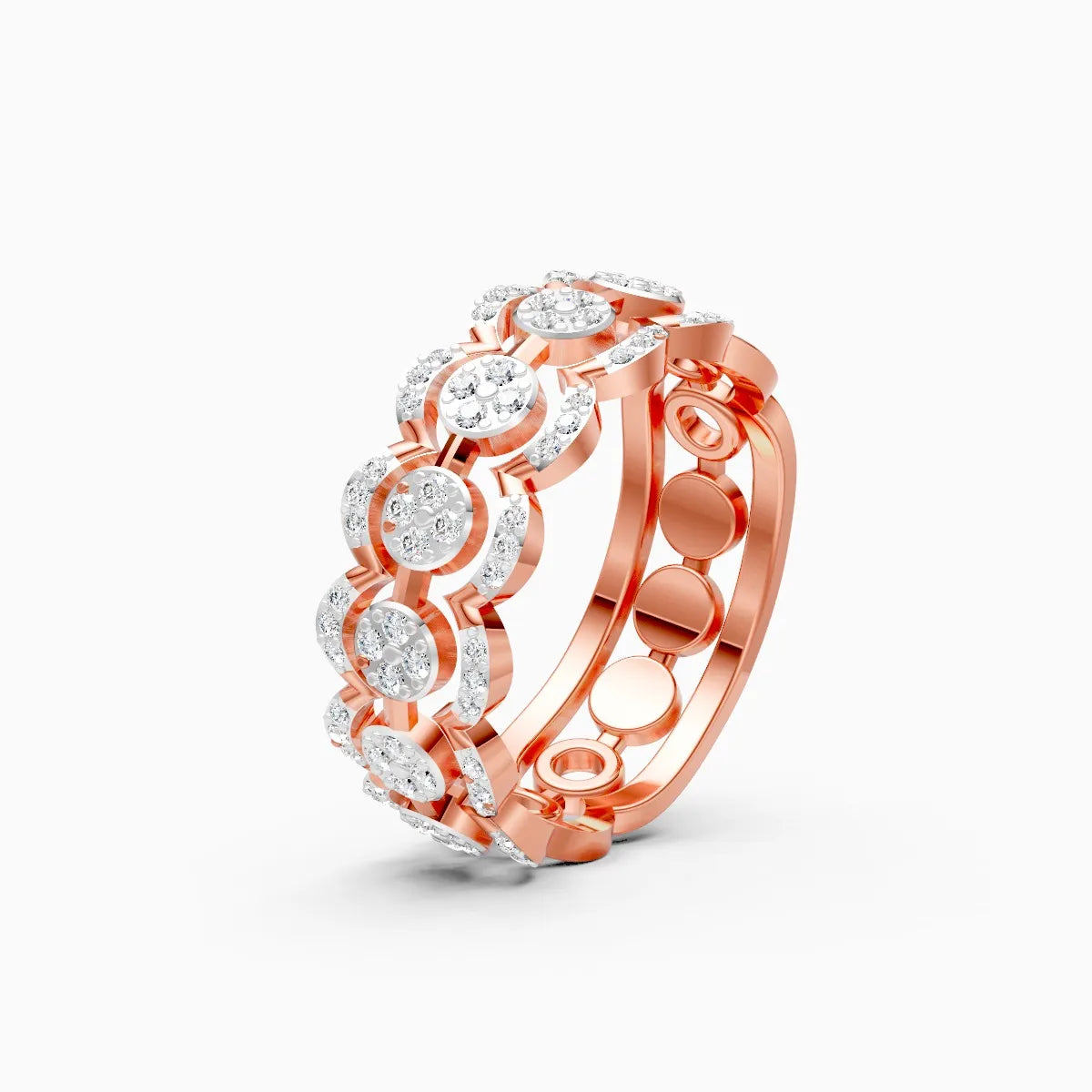 Round Brilliant Cluster Double Halo Artistic Floral Design