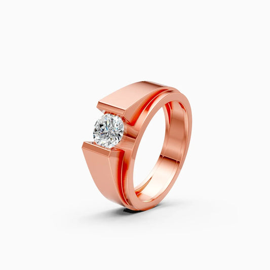 Modern Bezel Setting Men's Two-Tone Lab Diamond Ring