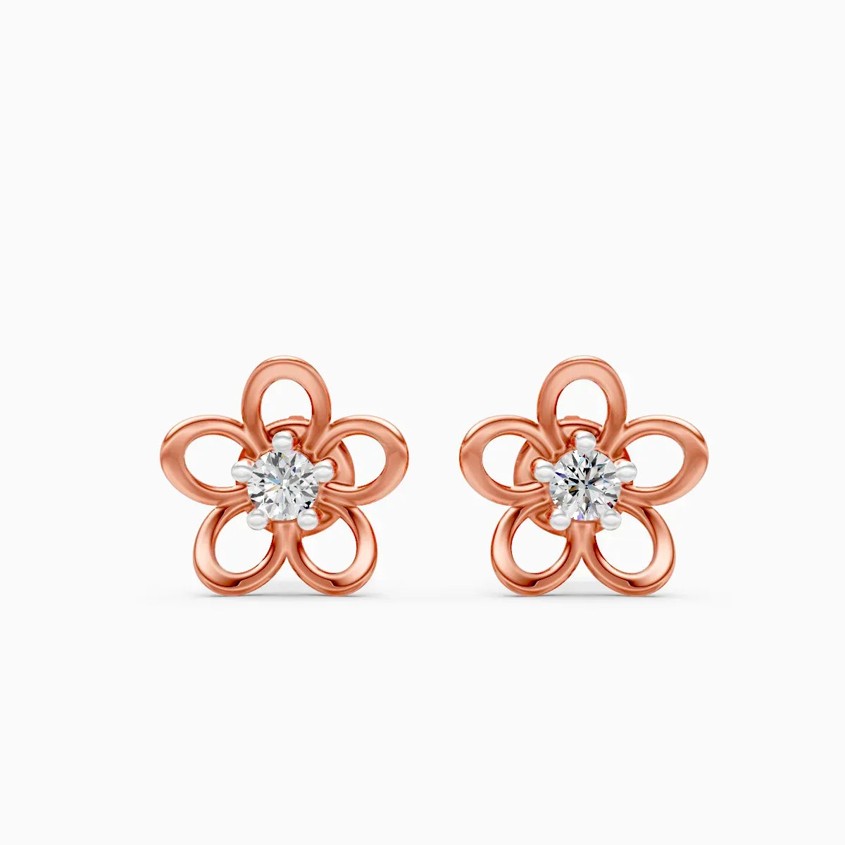 Round Floral Diamond Studs