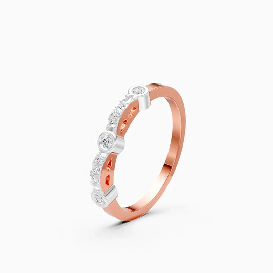 Bezel & Pave Station Diamond Ring