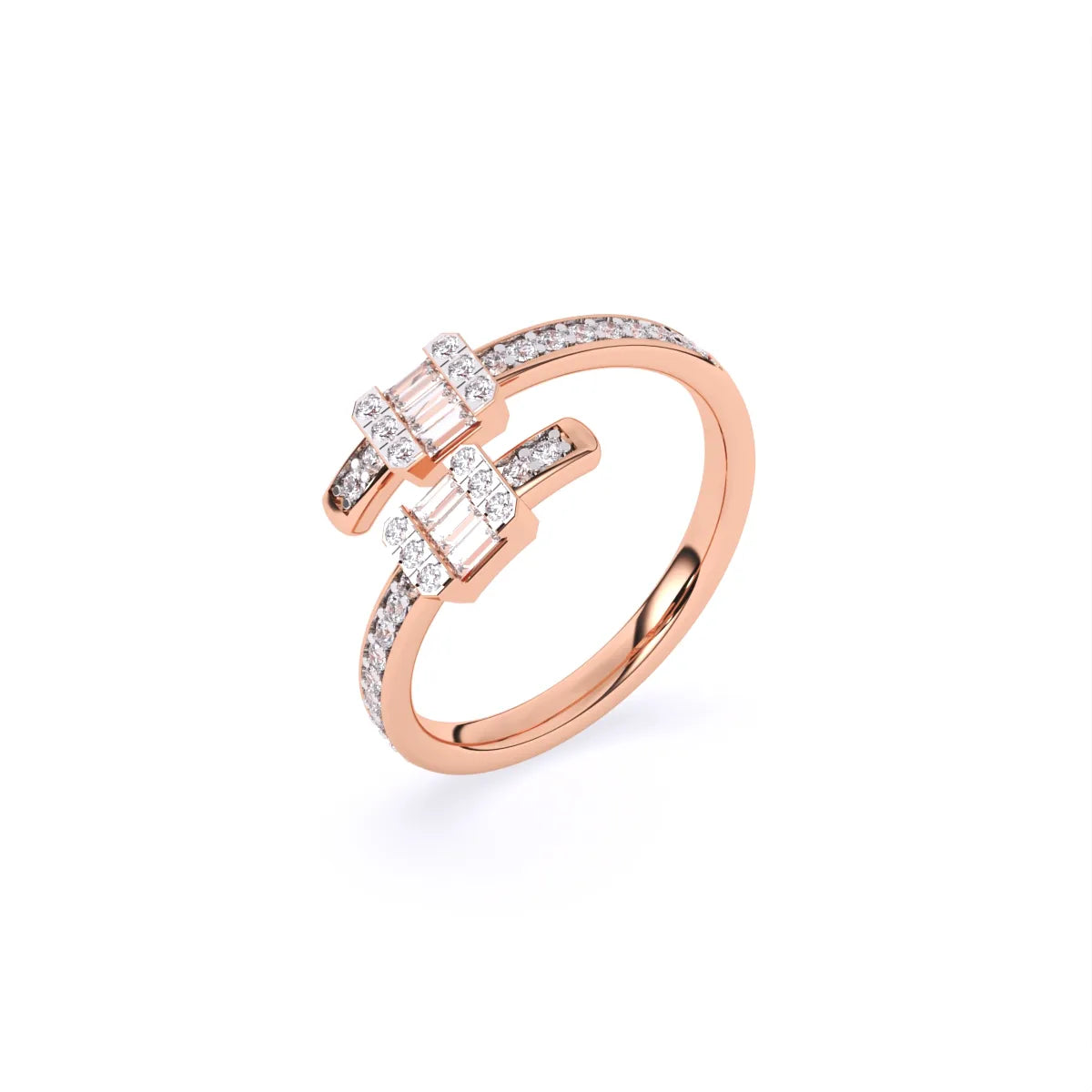 Baguette & Round Open Gape Wedding Band