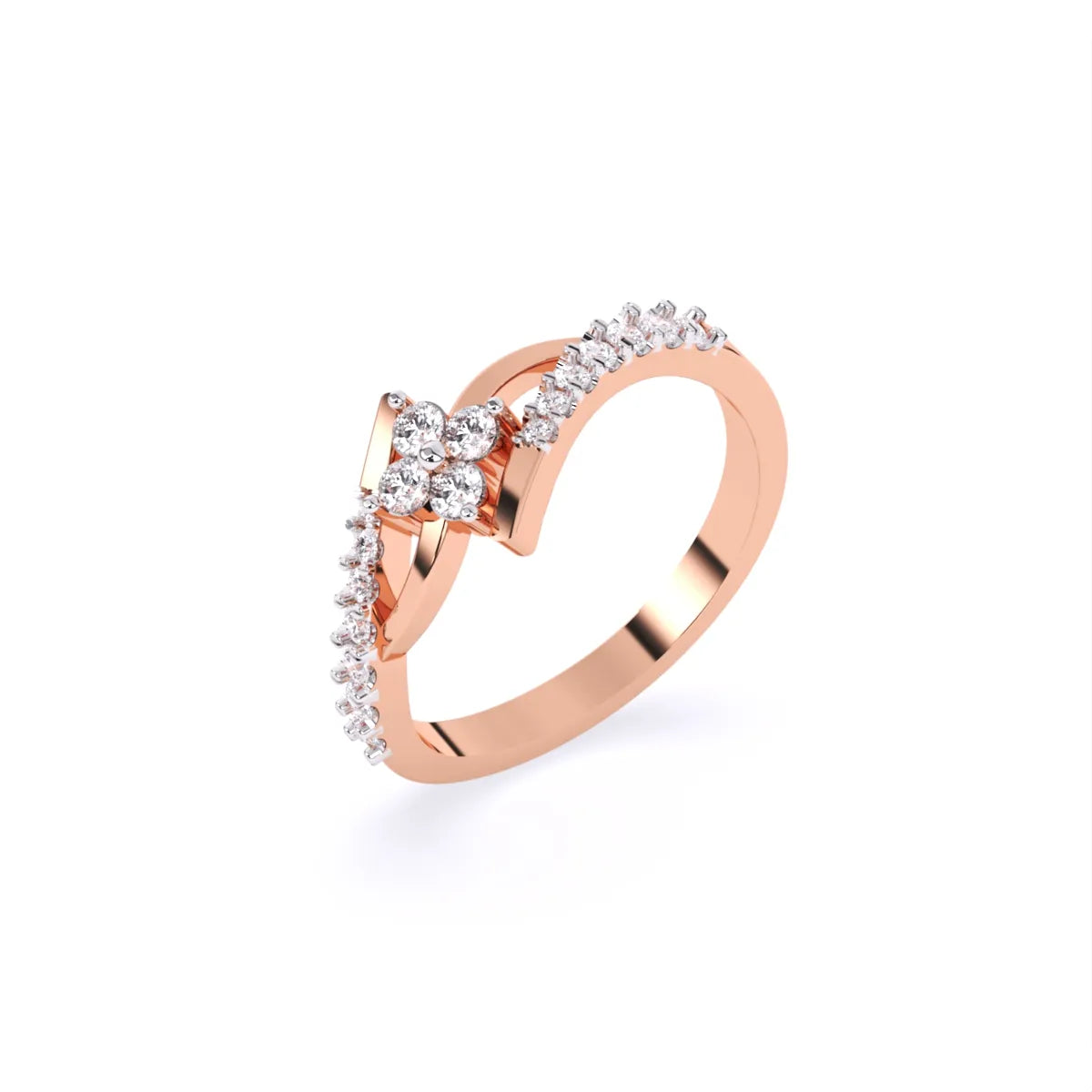 Flower Style Bypass Lab  Diamond Engagement Ring