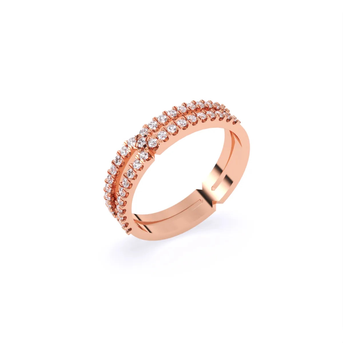 Two Line Half Eternity Lab Diamond Wedding Band