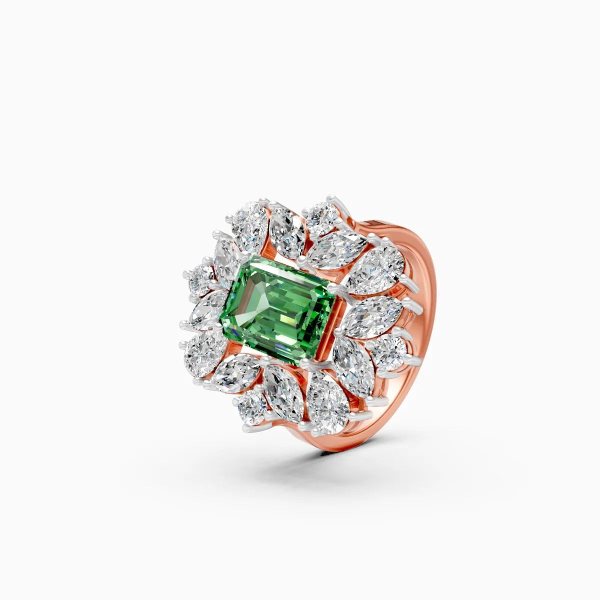 Luxury Green Emerald Ring with Lab Grown Diamond Accents