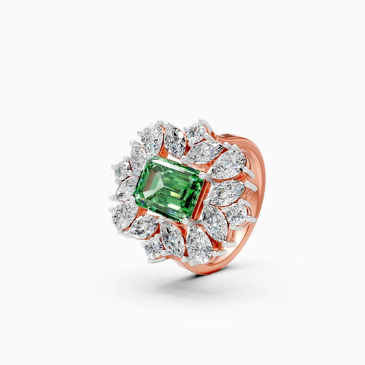 Luxury Green Emerald Ring with Lab Grown Diamond Accents