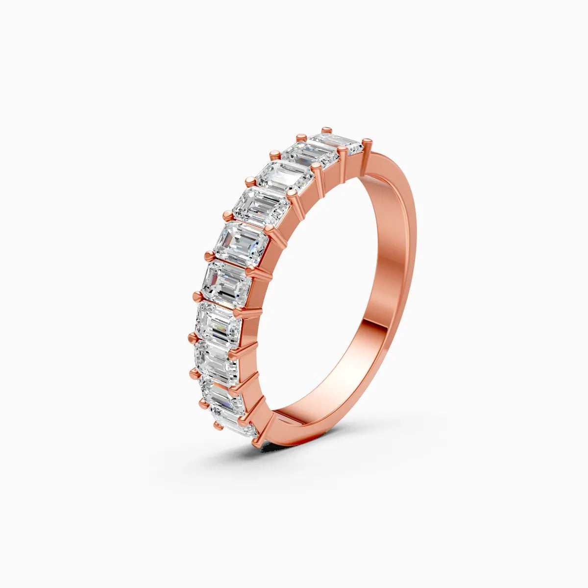 Modern Emerald Cut Lab Grown Diamond Band Ring