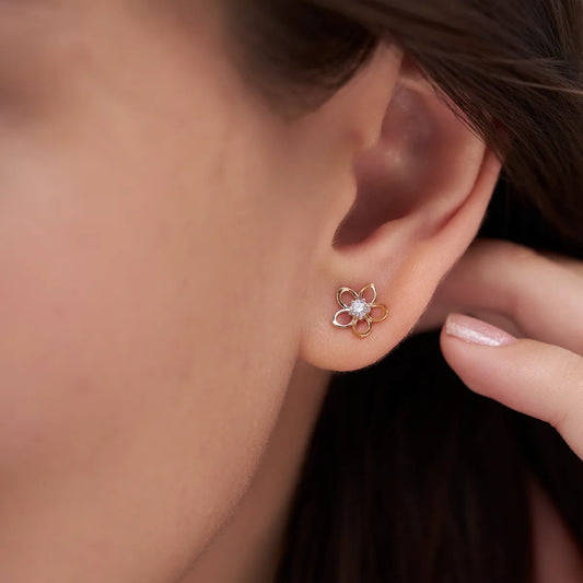 Round Floral Diamond Studs