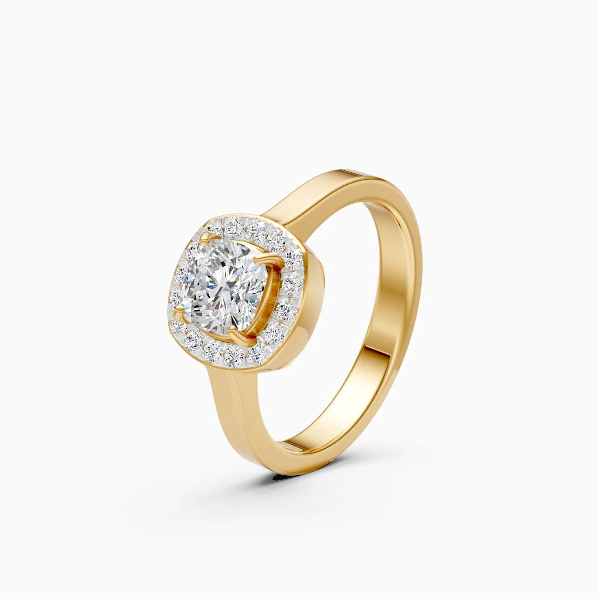 Modern Halo Cushion Shape Lab Diamond Ring