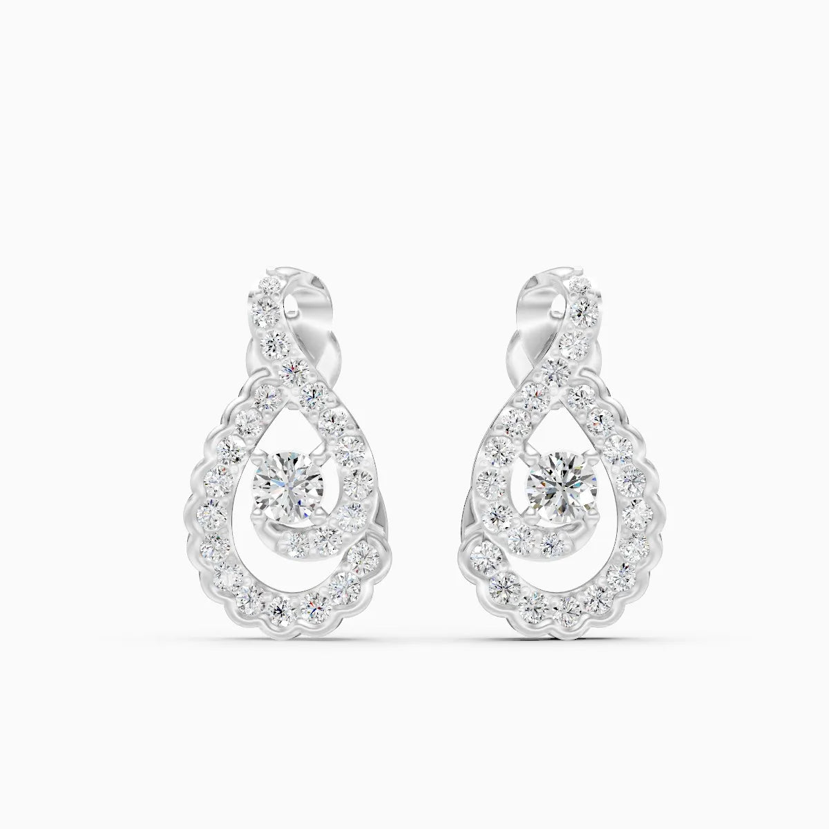 Infinity Twist Teardrop Diamond Two-Tone Stud Earrings