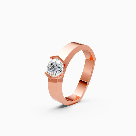 Men's Solitaire Rose Lab Diamond Couple Ring