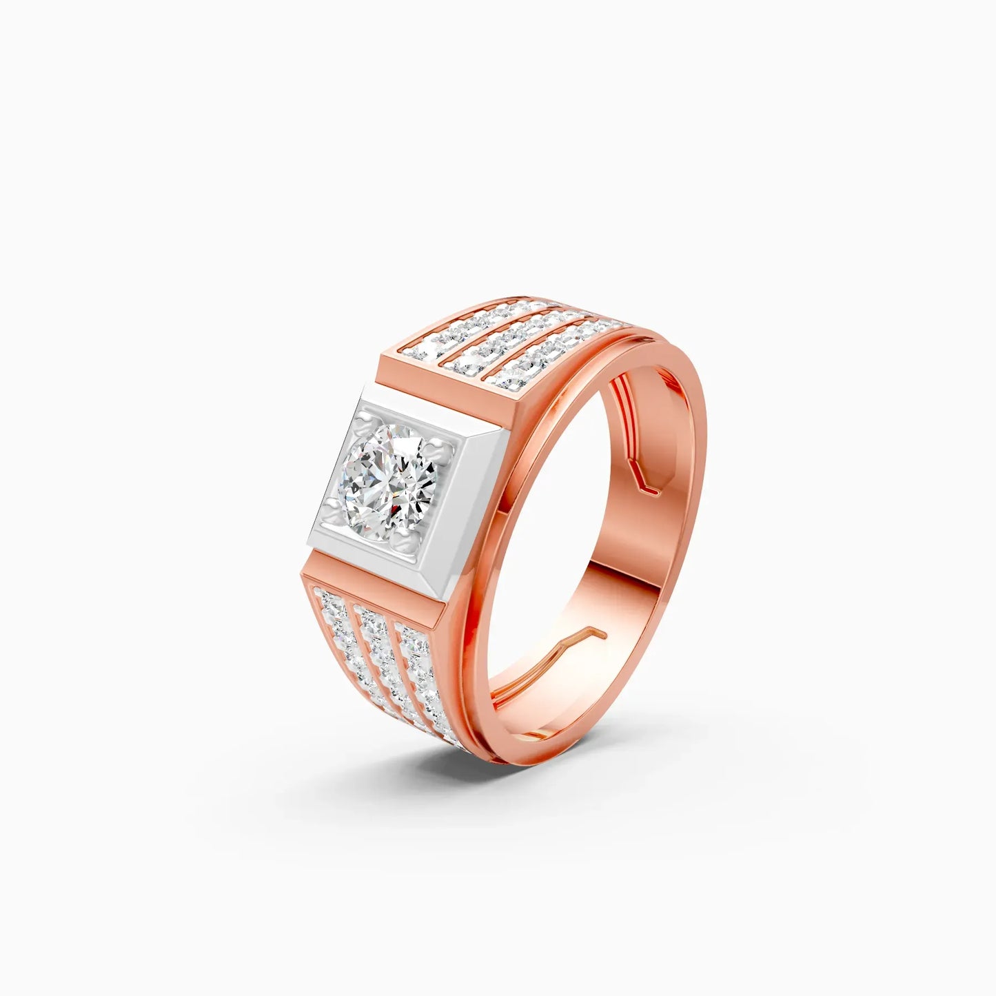 Stylish Three Row Cluster Round Lab Grown Ring