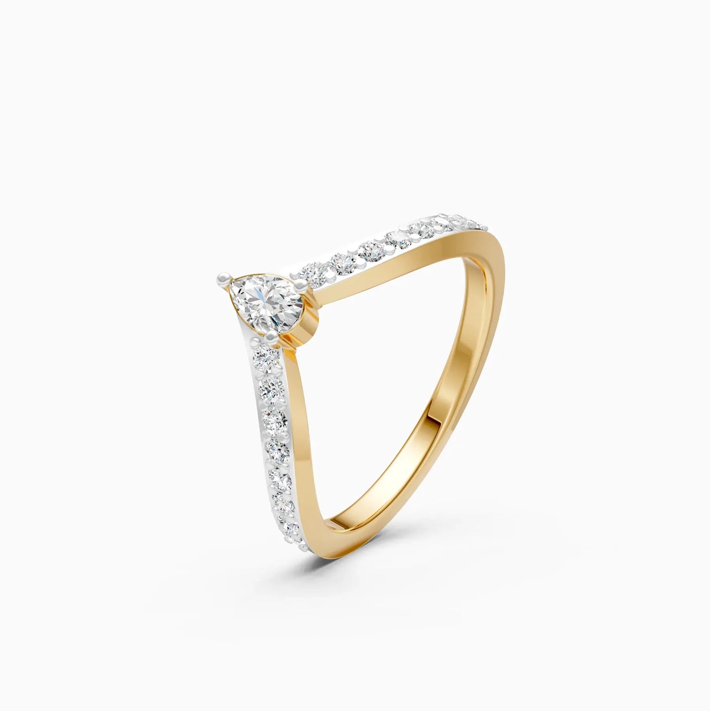 Pear Diamond Curved Wedding Band