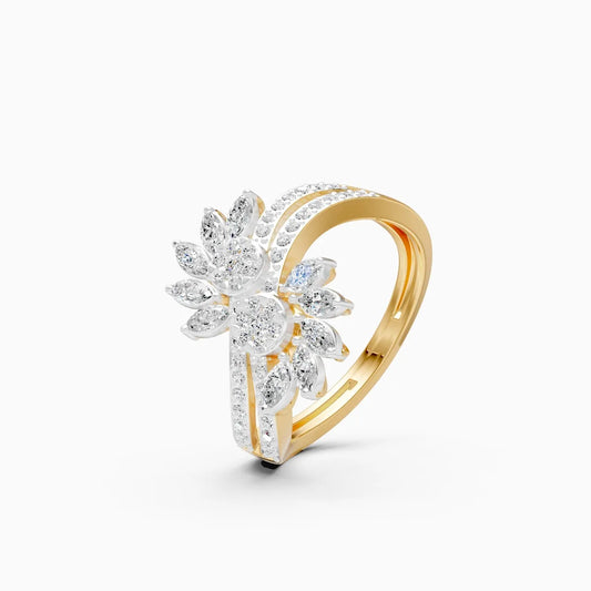 Floral Marquise Lab Grown Diamond Pave Accents Ring