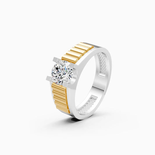 Rugged Band Men's Solitaire Diamond Ring