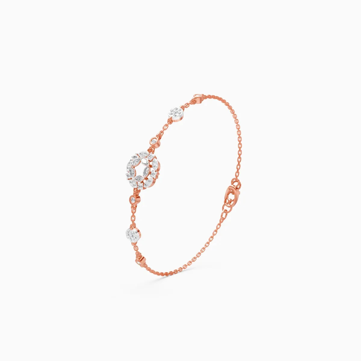 Diamond-Filled Round Center Bracelet with Side Diamonds