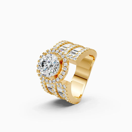 Luxury Triple Row Halo Diamond Ring