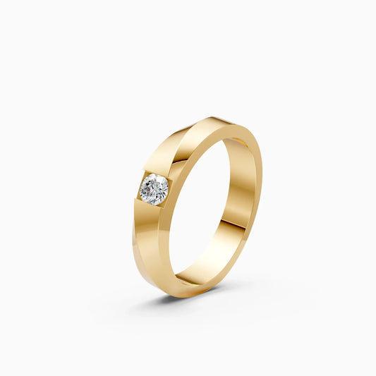 14kt Solitaire Round Lab Diamond Men's Ring