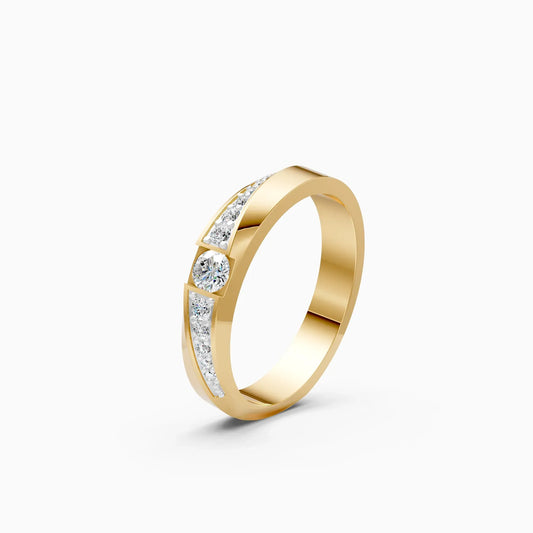 Round Side Accents Diamond Couple Ring