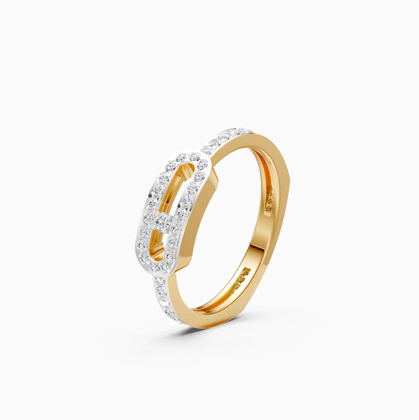 Round lab Grown Diamond Open Hexagon Ring