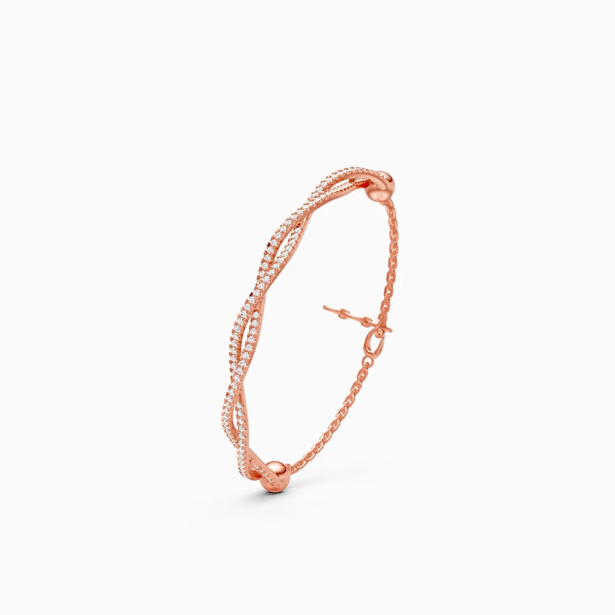 Sophisticated Braid Style Diamond Link Bracelet
