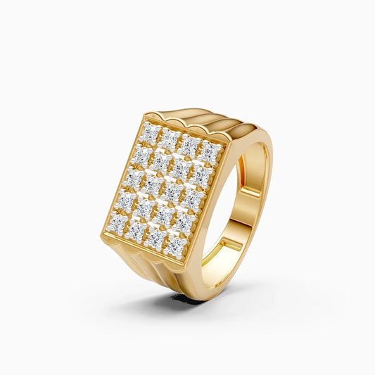Square Grid-Set Diamond Geometric Power Lab Grown Diamond Ring
