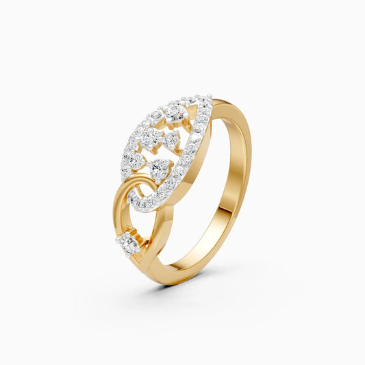 Interlink Teardrop Single Halo Engagement Ring
