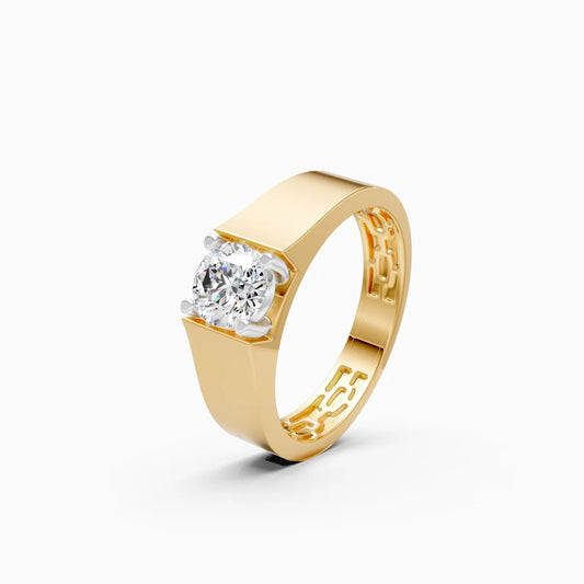 Geometric Inner Pattern Ring with Bold Round Center solitaire