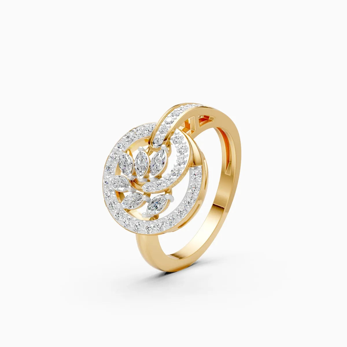 Radiant Leaf Circle Diamond Ring