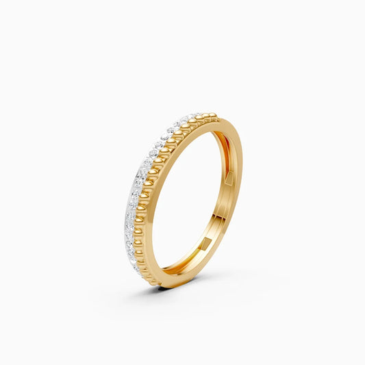 Beaded Edge and Pavé Diamond Duo Band Ring