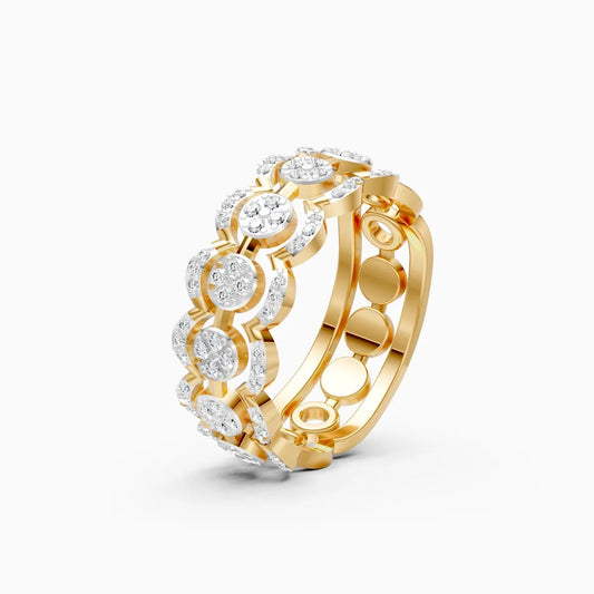 Round Brilliant Cluster Double Halo Artistic Floral Design