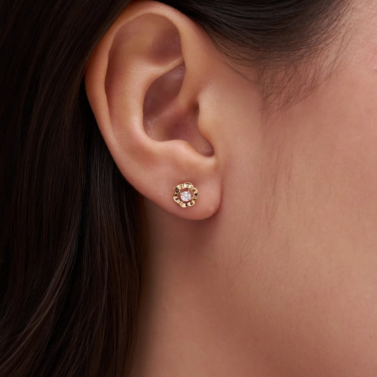 Round Floral Stud Earrings