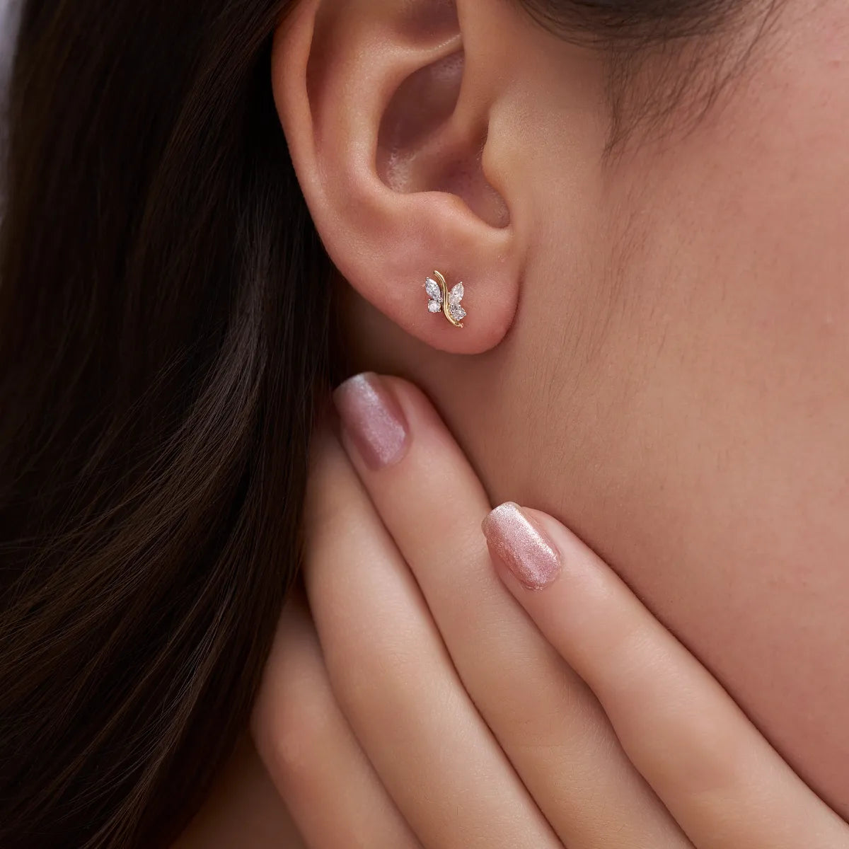 Marquise Leaf Curve Studs