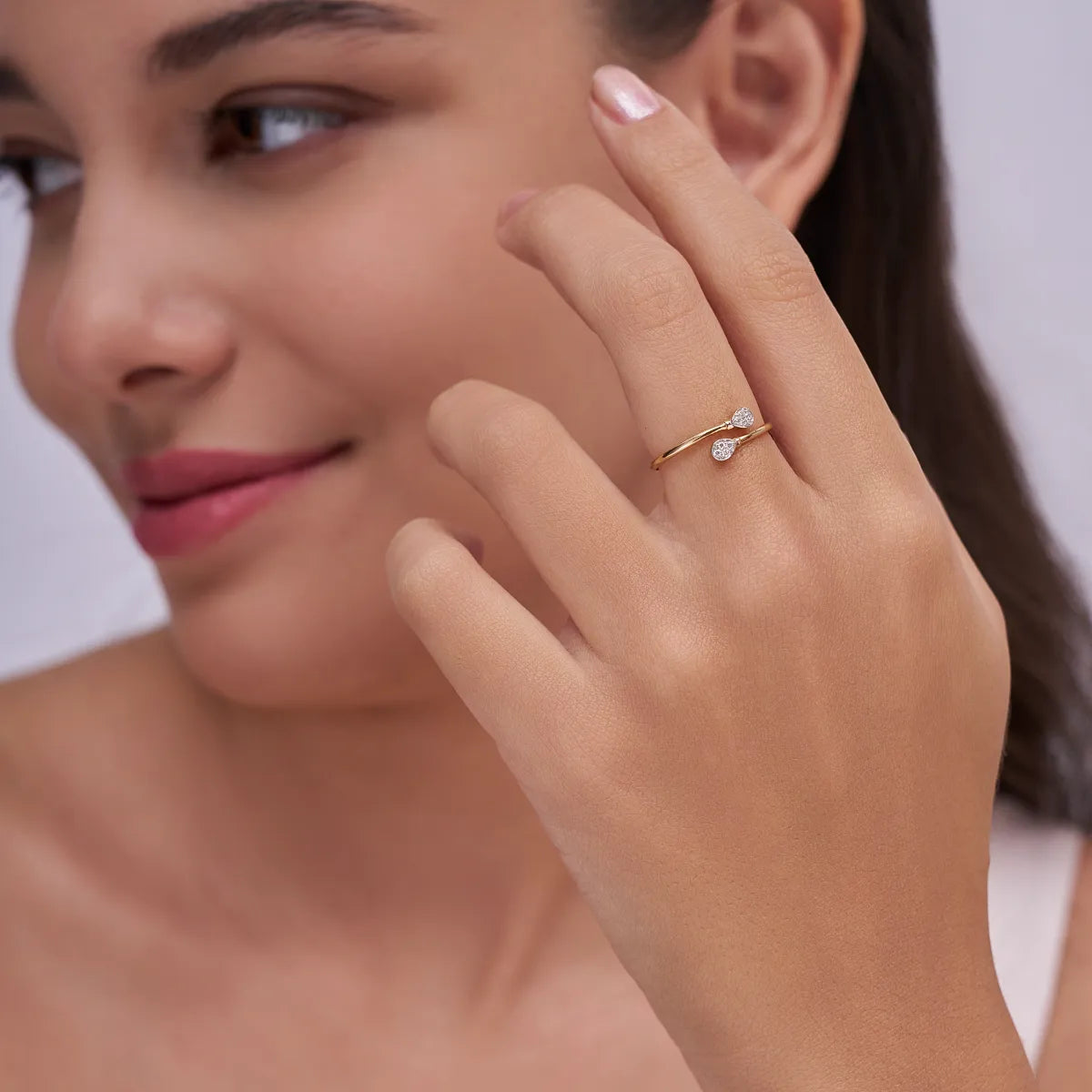 Twin Dewdrop Diamond Ring