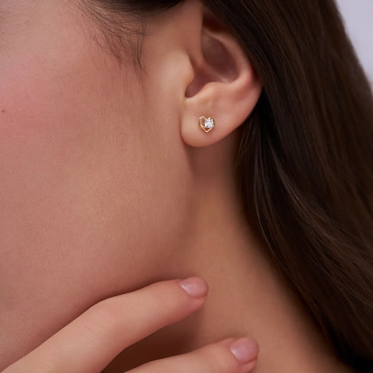 Heart Solitaire Studs
